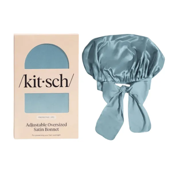KITSCH Bonnet en satin surdimensionné réglable - Bleu Brume
