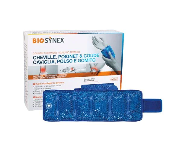 Coussin thermique cheville poignet et coude Biosynex - un coussin de 11x35cm