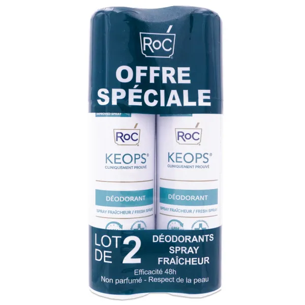 ROC KEOPS DEODORANT SPRAY FRAICHEUR LOT DE 2X100ML