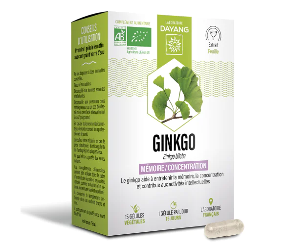 Ginkgo mémoire et concentration Dayang - boite 15 gélules
