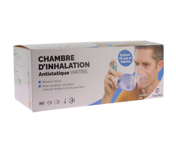 Chambre d'inhalation antistatique 6 ans et plus Viatris - boite d'une chambre d'inhalation + masque