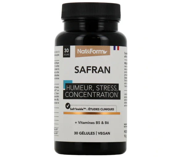 Safran humeur, stress, concentration Nat & form - pot de 30 gélules