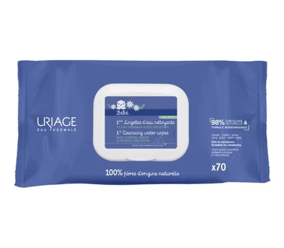 1ère lingettes d'eau nettoyante Uriage - sachet de 70 lingettes