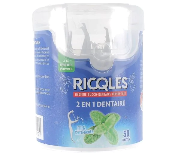 2 en 1 dentaire fil & cure-dents Ricqles - 50 unités