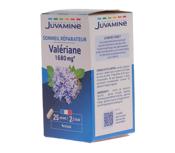 Valériane 1680mg Juvamine - boîte de 50 gélules