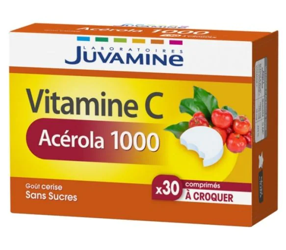 Vitamine C Acérola 1000 Juvamine - boîte de 30 comprimés à croquer