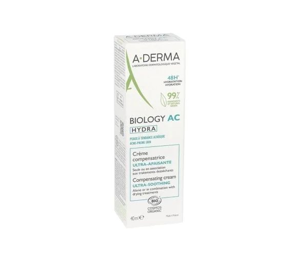 Biology AC Hydra crème compensatrice ultra-apaisante A-Derma - tube de 40ml