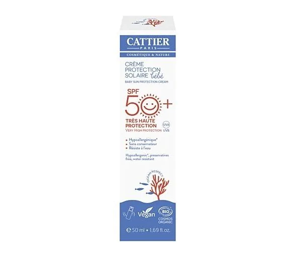 Crème solaire bébé SPF50+ Cattier - flacon pompe de 50ml