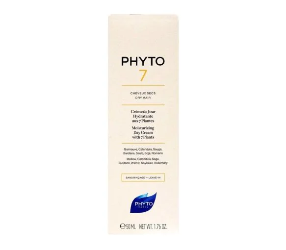 Crème de jour hydratant pour cheveux Phyto 7 - tube de 50ml