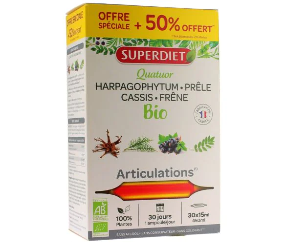 Quatuor articulations BIO Super Diet - offre spéciale + 50% offert 30x15ml