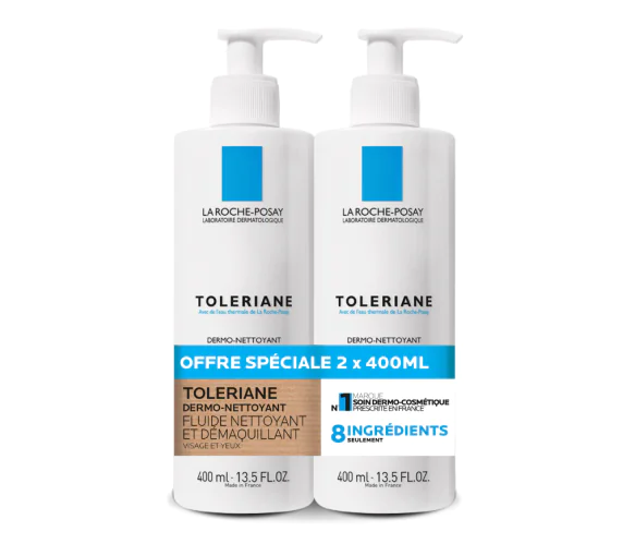 Toleriane fluide dermo-nettoyant et démaquillant visage et yeux La Roche-Posay - offre spéciale 2x400ml