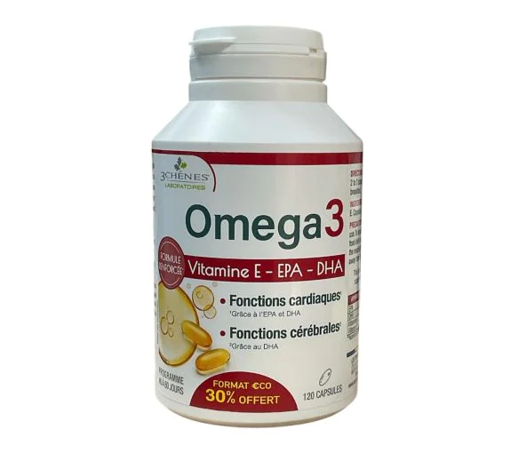 Omega 3 Les 3 Chênes - pot de 120 capsules offre spéciale 30% offert
