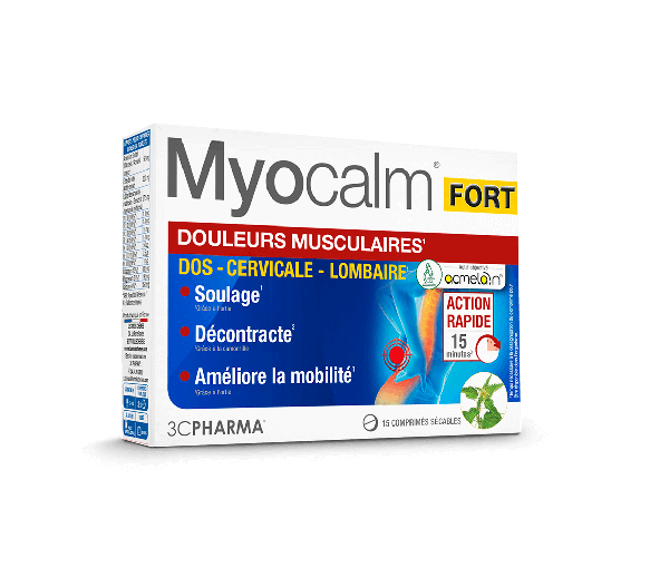 Myocalm Fort douleurs musculaires 3C Pharma - boîte de 15 comprimés sécables