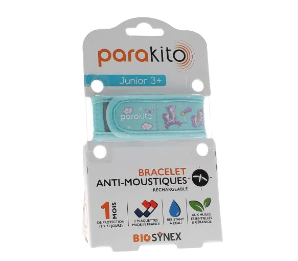 Bracelet anti-moustiques rechargeable junior Licorne Para Kito - 1 bracelet + 2 recharges