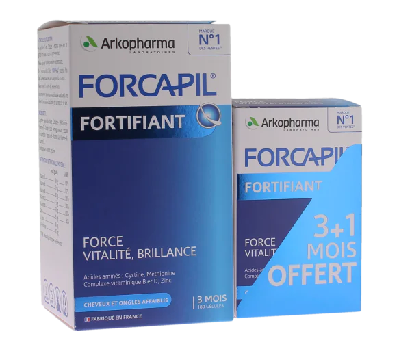 Forcapil fortifiant cheveux et ongles Arkopharma - offre boîte de 180 gélules + 60 gélules
