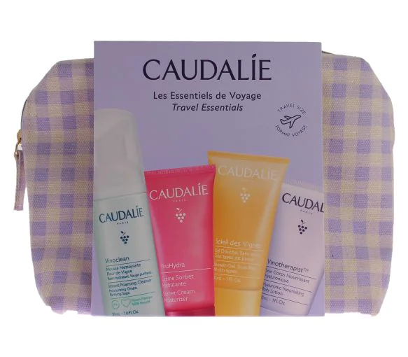 Trousse été 2025 les essentiels de voyage Caudalie - trousse + 4 soins voyage
