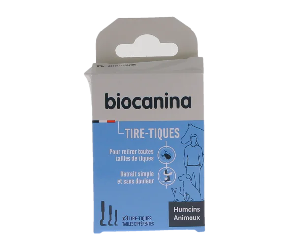 Tire-tiques humains et animaux 3 tailles différentes Biocanina - boite de 3 tire-tiques
