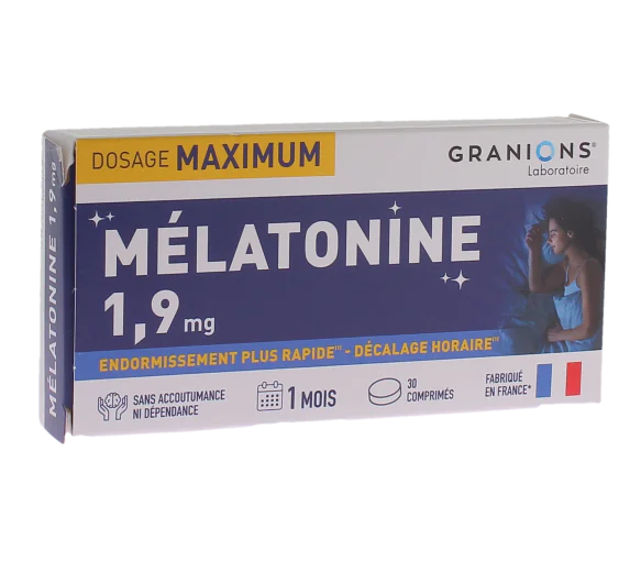 Mélatonine 1,9mg dosage maximum Granions - boite de 30 comprimés