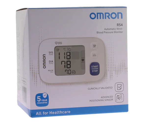 Tensiomètre électronique poignet rs4 Omron - boite d'un tensiomètre + brassard