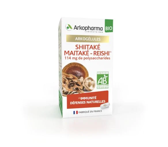 Arkogélules Shiitaké Maitaké-Reishi bio Arkopharma - boîte de 40 gélules