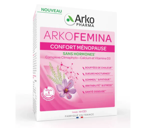 Arkofemina confort ménopause sans hormones Arkopharma - boite de 60 gélules