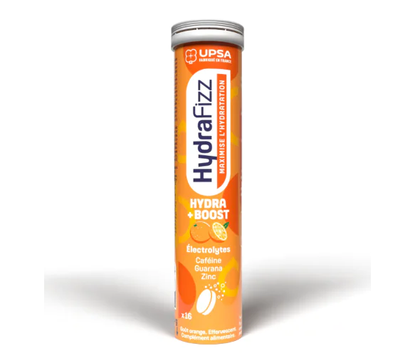 HydraFizz hydra+boost goût orange Upsa - tube de 16 comprimés effervescents