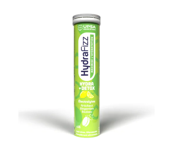 HydraFizz hydra+détox goût citron Upsa - tube de 16 comprimés effervescents
