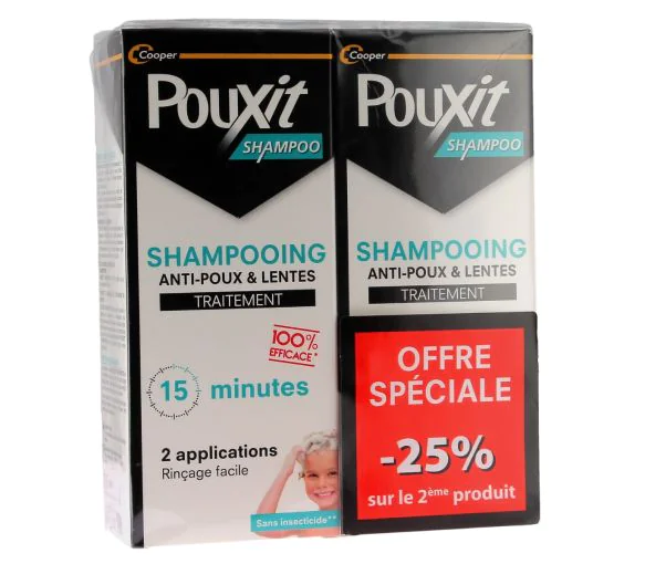 Shampooing anti-poux et lentes Pouxit - lot de 2 flacon de 200ml -25% sur le 2ème