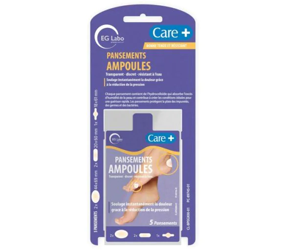 Pansements ampoules Care+ EG Labo - boite de 5 pansements