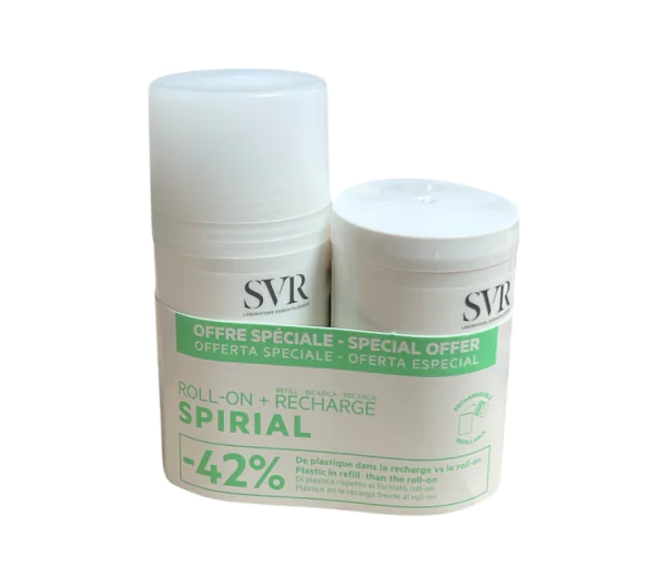 Spirial déodorant anti-transpirant 48H SVR - roll-on de 50 ml + recharge roll-on de 50 ml