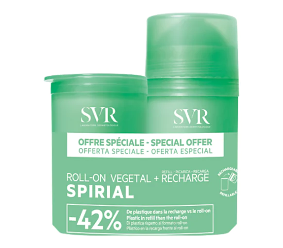 Spirial végétal déodorant SVR - roll-on de 50 ml + recharge 50ml