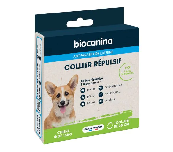 Collier répulsif chiens moins de 15kg Biocanina - boîte de 1 collier de 38cm