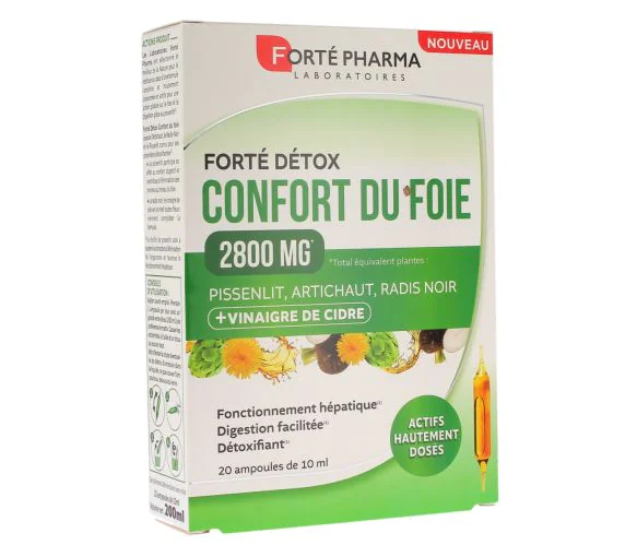 Forté détox confort du foie 2800mg Forté Pharma - boite de 20 ampoules de 10ml