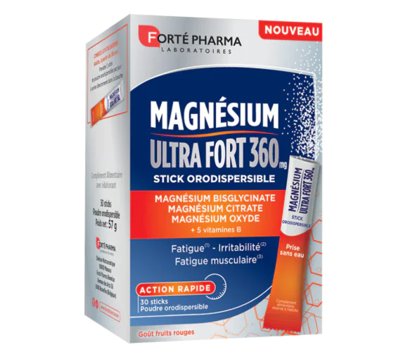 Magnésium ultra fort 360mg Forté Pharma - boite de 30 sticks