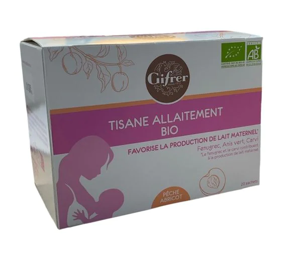 Tisane allaitement bio pêche abricot Gifrer - boîte de 20 sachets