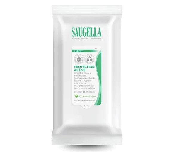 Lingettes intimes nettoyantes Expert Protection Active Saugella - paquet de 15 lingettes