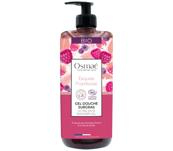 Gel douche surgras exquise framboise Osmaé - flacon-pompe de 1L