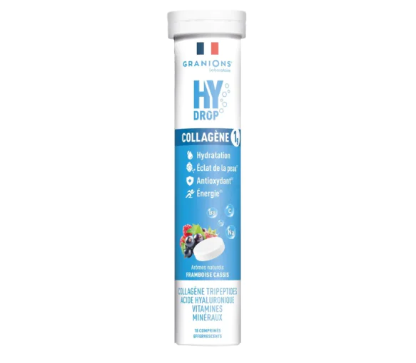 Hydrop solution d'hydratation arôme framboise cassis Granions - tube de 20 comprimés effervescents