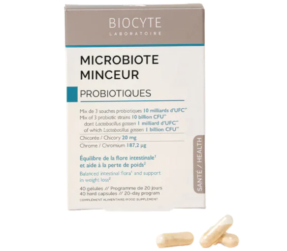 Microbiote minceur probiotiques Biocyte - boîte de 40 gélules