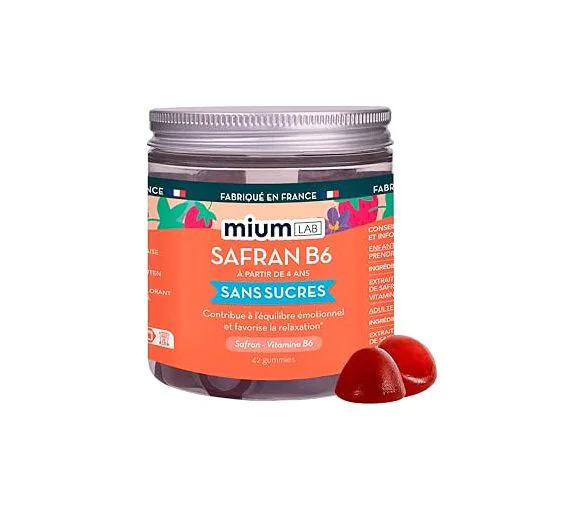 Safran B6 goût fraise Mium Lab - pot de 42 gummies