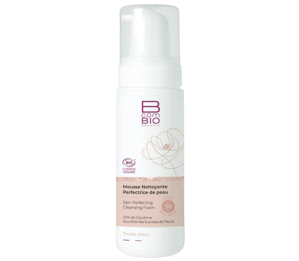 Mousse nettoyante perfectrice de peau bio BcomBIO - flacon-pompe de 150 ml
