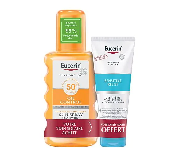Sun oil control spray solaire SPF50+ Eucerin - flacon de 200ml + après soleil After Sun 50ml offert