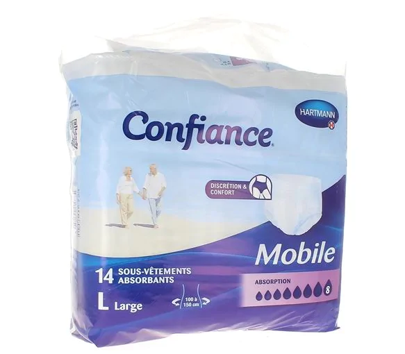 Slip absorption 8 jetable Confiance mobile taille L - 14 sous-vêtements absorbants
