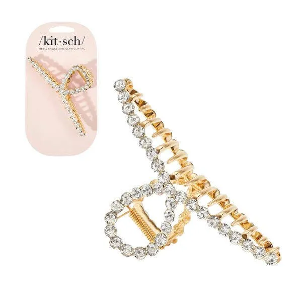 Kitsch Metal Rhinestone Loop Claw Clip 1pc- Gold