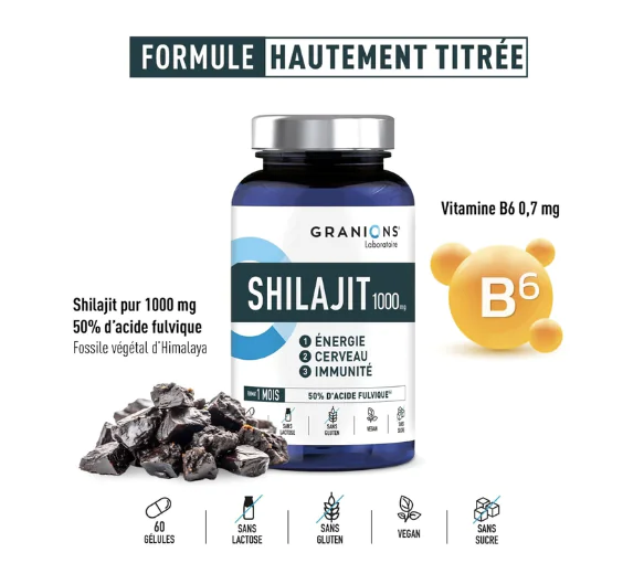 Shilajit 1000g Granions - boite de 60 gélules