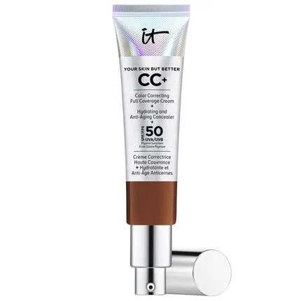IT Cosmetics CC+ Anti-Aging Cream Your Skin But Better High Coverage Waterproof Enriched with Peptides Collagen & Vitamins Natural Finish 32ml Deep