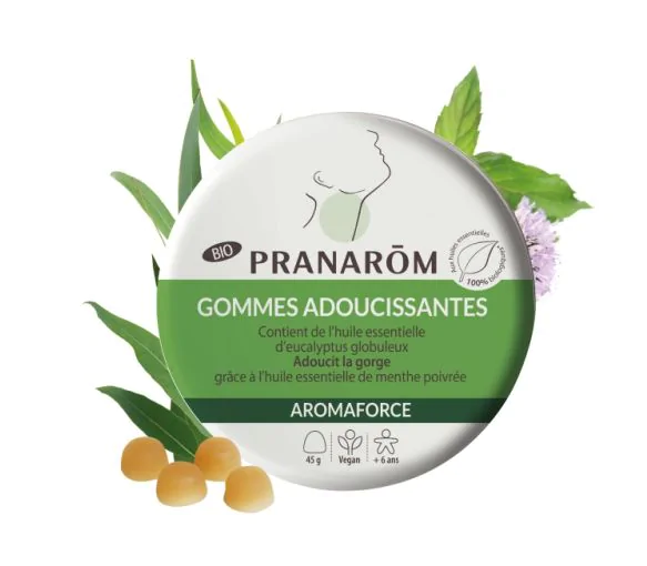 Aromaforce gommes adoucissantes menthe/eucalyptus Bio Pranarôm - boîte de 45 g