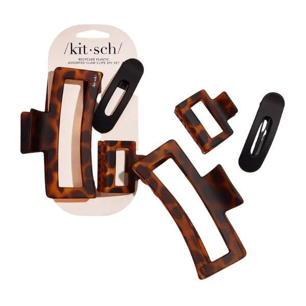 Kitsch Recycled Plastic Assorted Claw Clips- Rectangle Open Shape