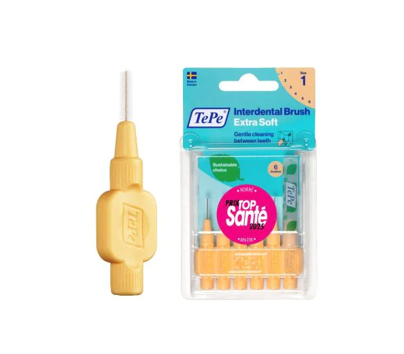 Brossettes interdentaires extra souples orange pastel taille 1 (0.45mm) TePe - 6 brossettes