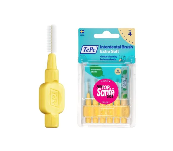 Brossettes interdentaires extra souples jaune pastel taille 4 (0,7mm) TePe - 6 brossettes